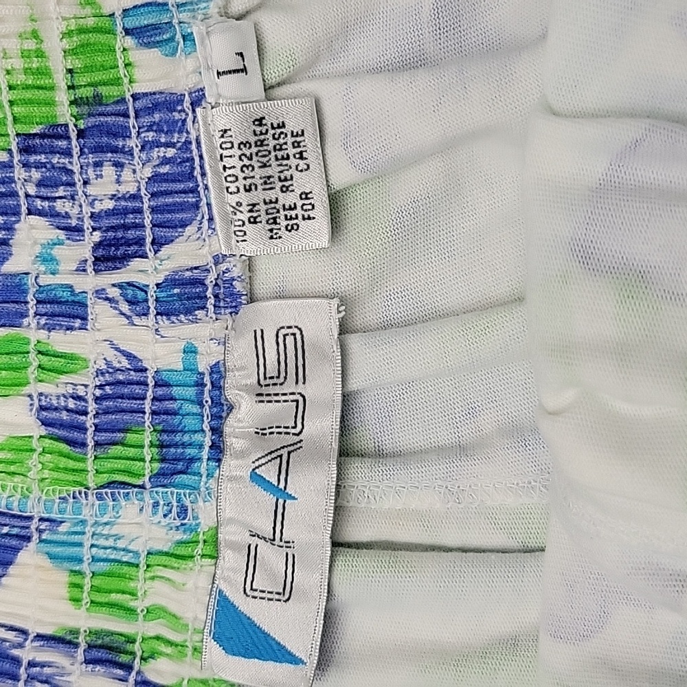 Women's Chaus Large Blue / Green & White Maxi Pullon Skirts With Pockets - Picture 5 of 5